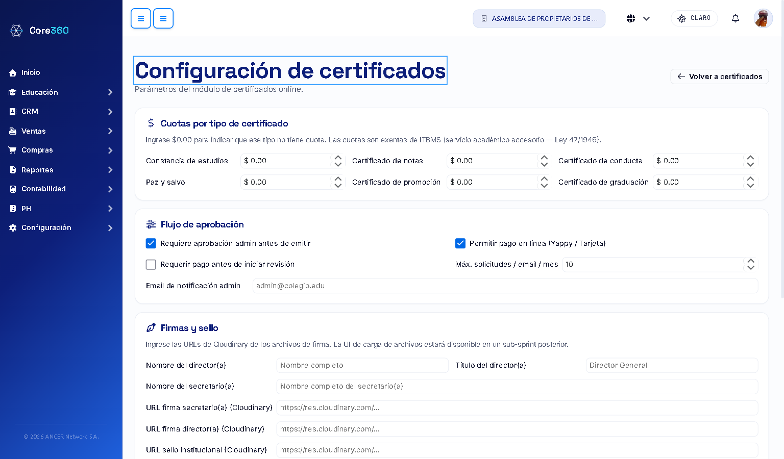 Configuración de certificados
