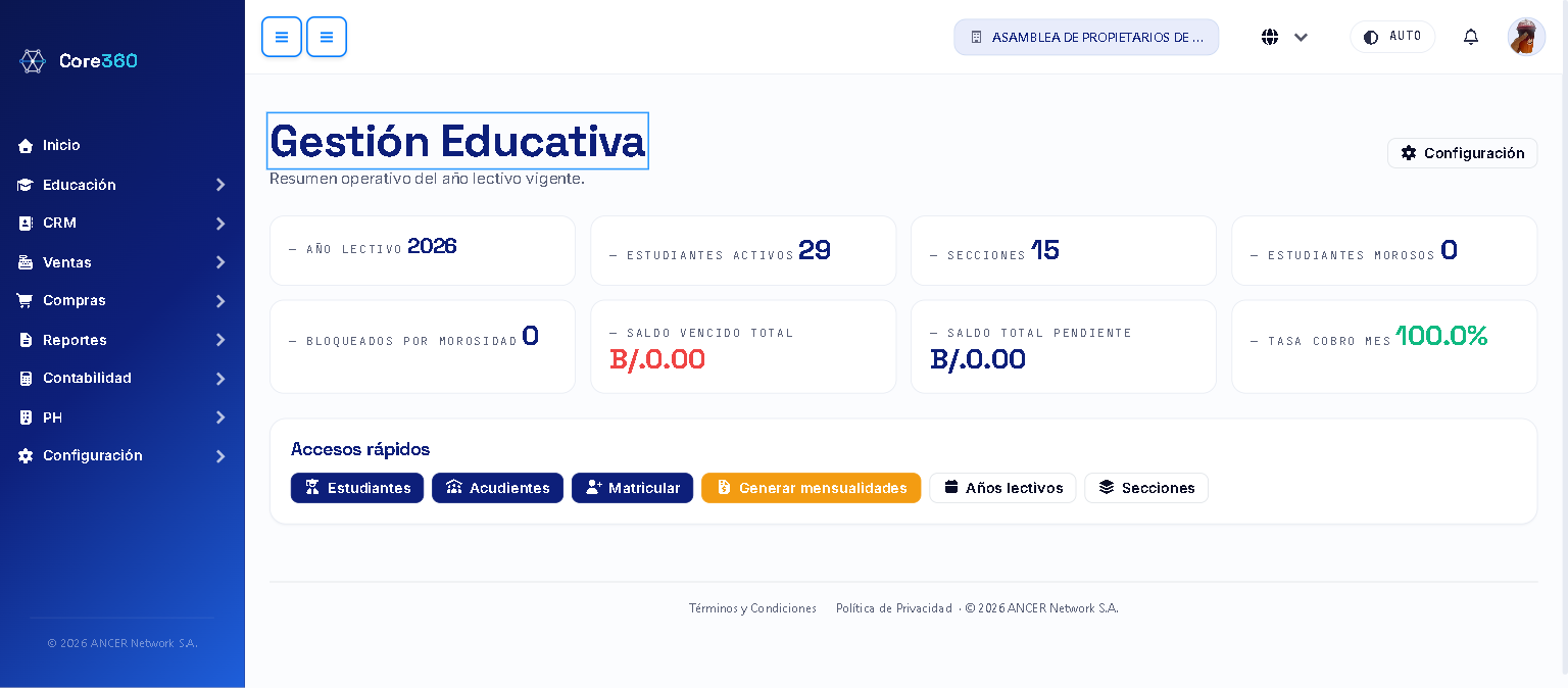 Dashboard del Módulo Académico