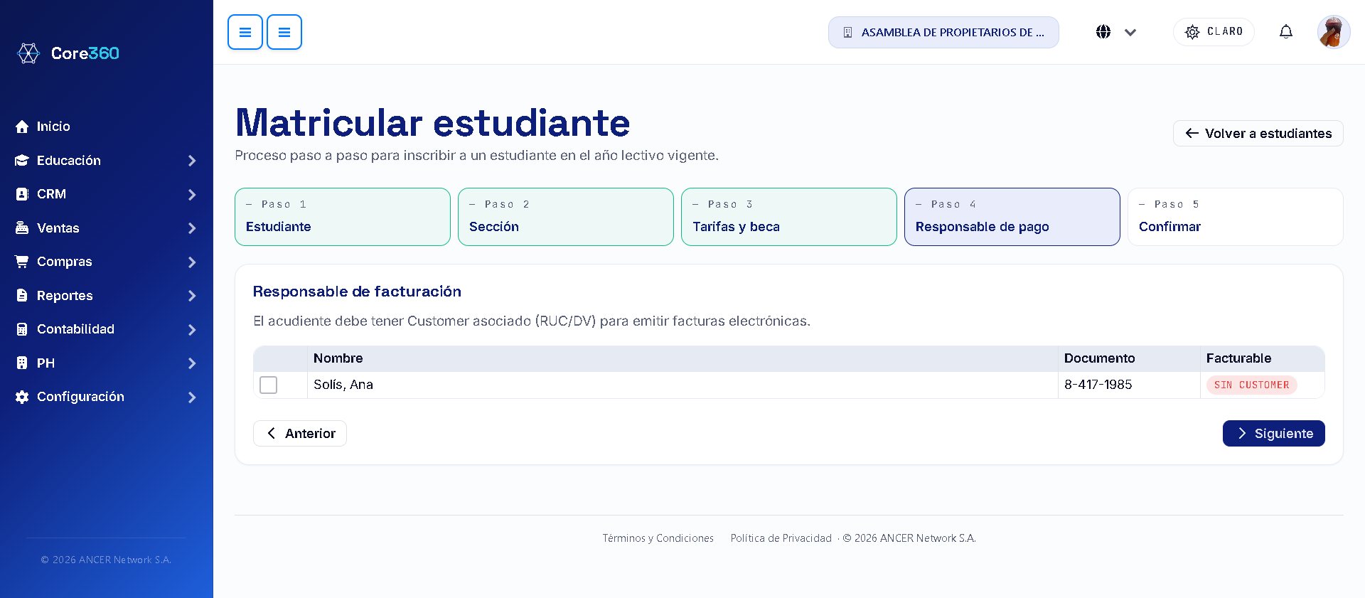 Paso 4: responsable de facturación